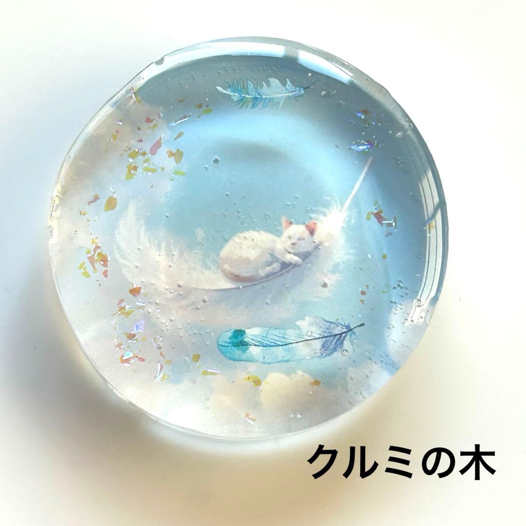 新作☆レジンヘアゴム　羽根と猫