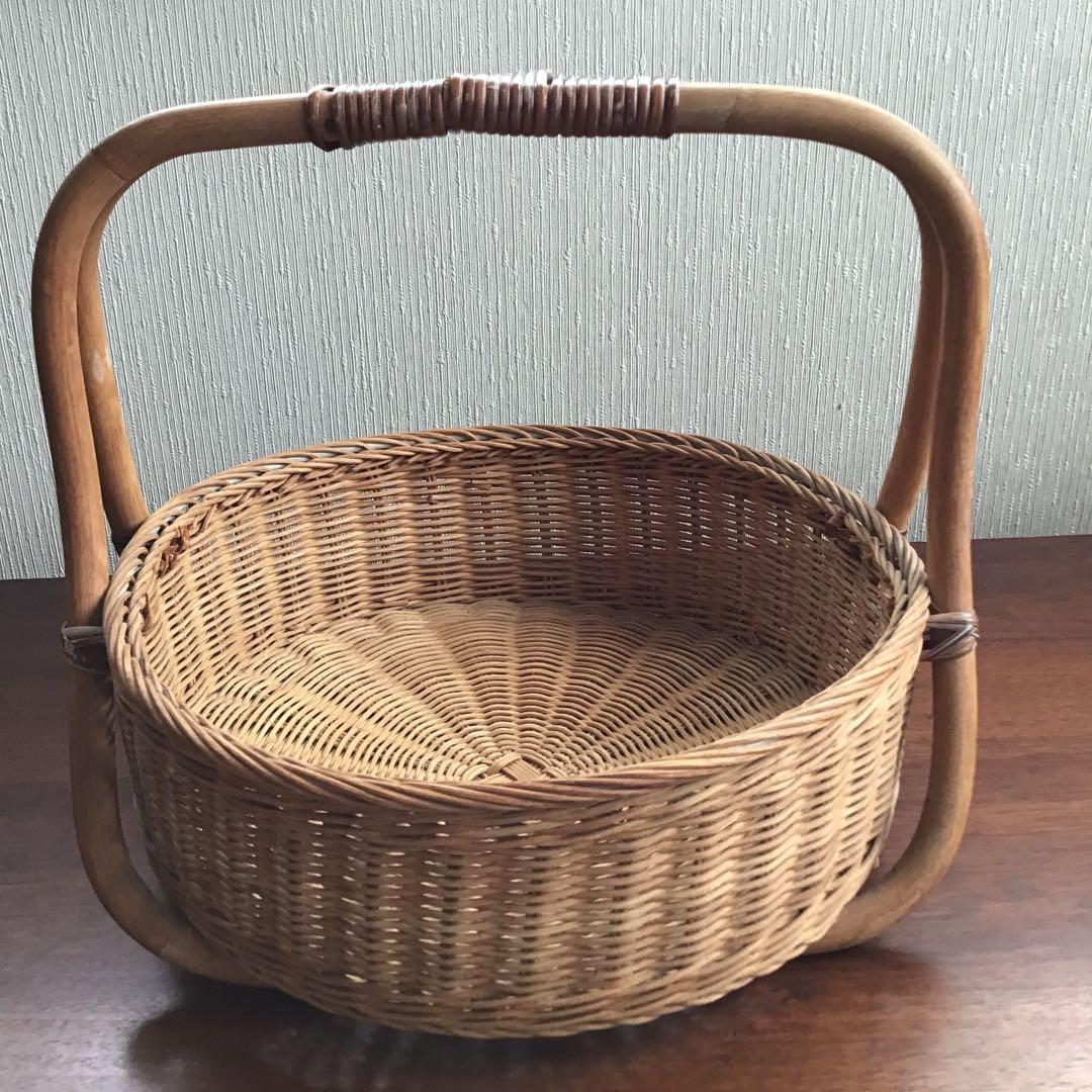 【籐製 手付き籠】エコメルカリ便限定