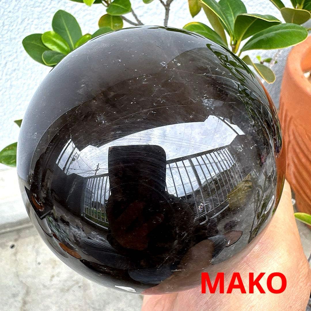 M1673☆スモーキークォーツ丸玉104mm☆天然石　原石☆N50112-B