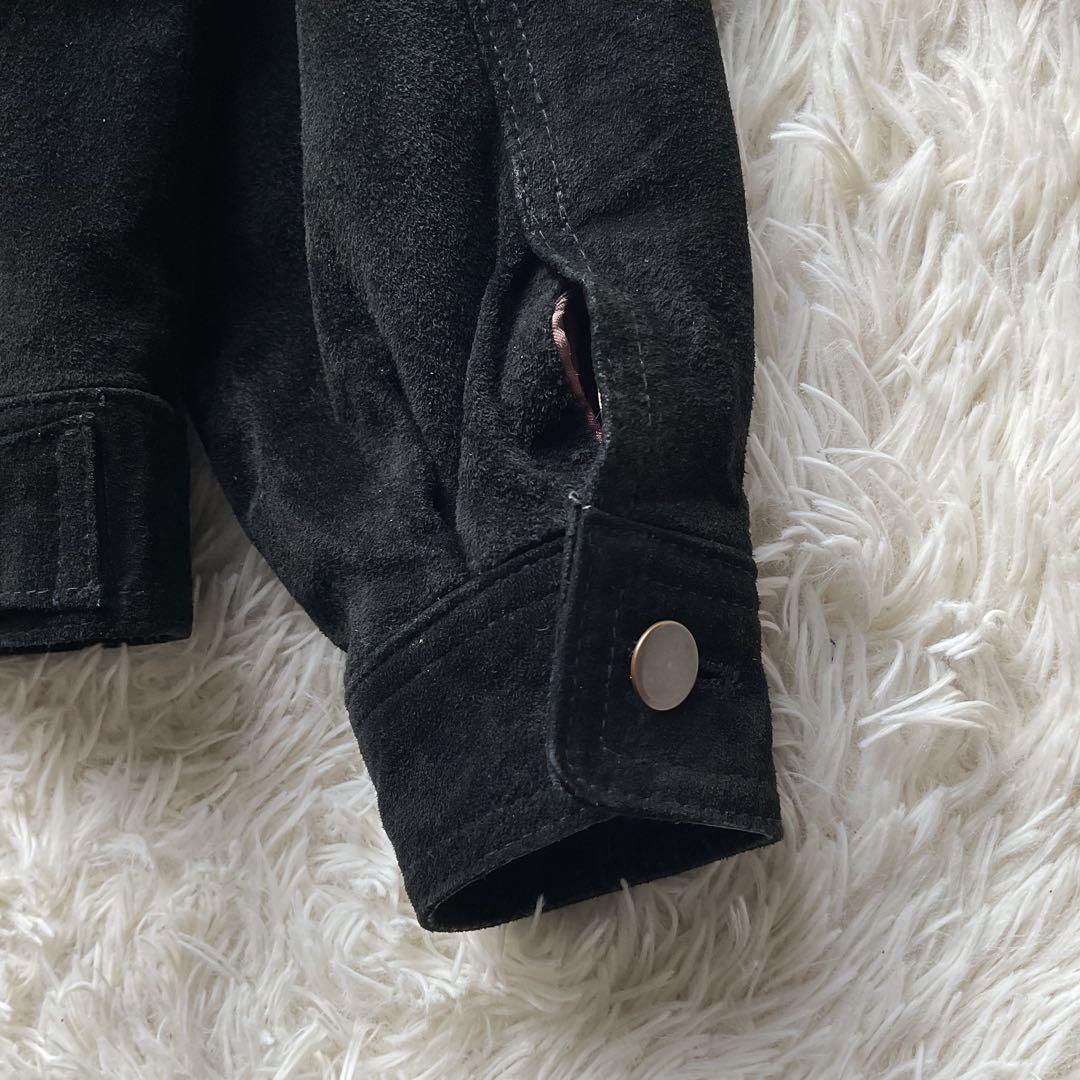 90's✨レザートラッカージャケット　3rd 豚革　黒　スエード　M キムタク