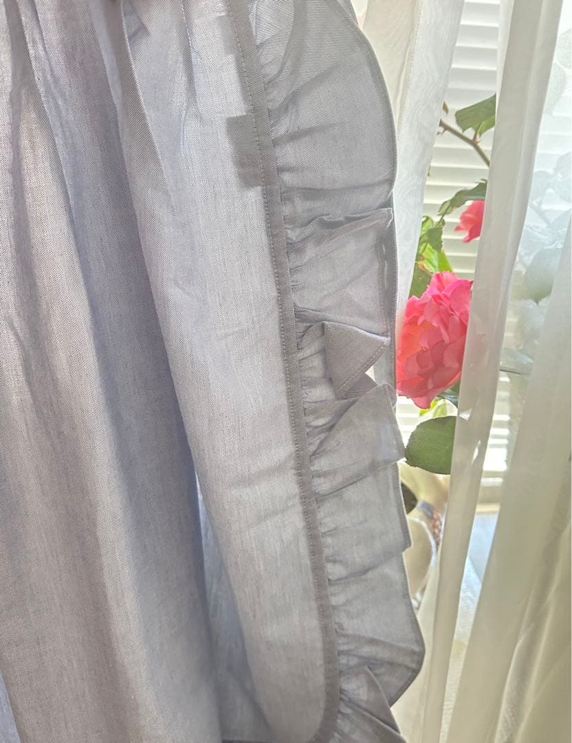 ラルフローレン　フリルエプロン　ブルー　綿100% 　新品