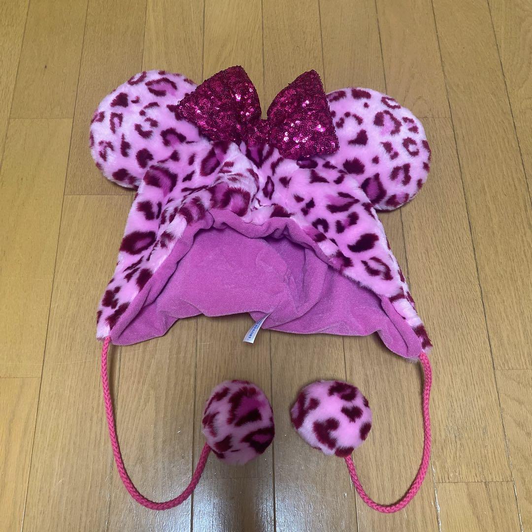 【美品】ディズニー ヒョウ柄 ファンキャップ ピンク