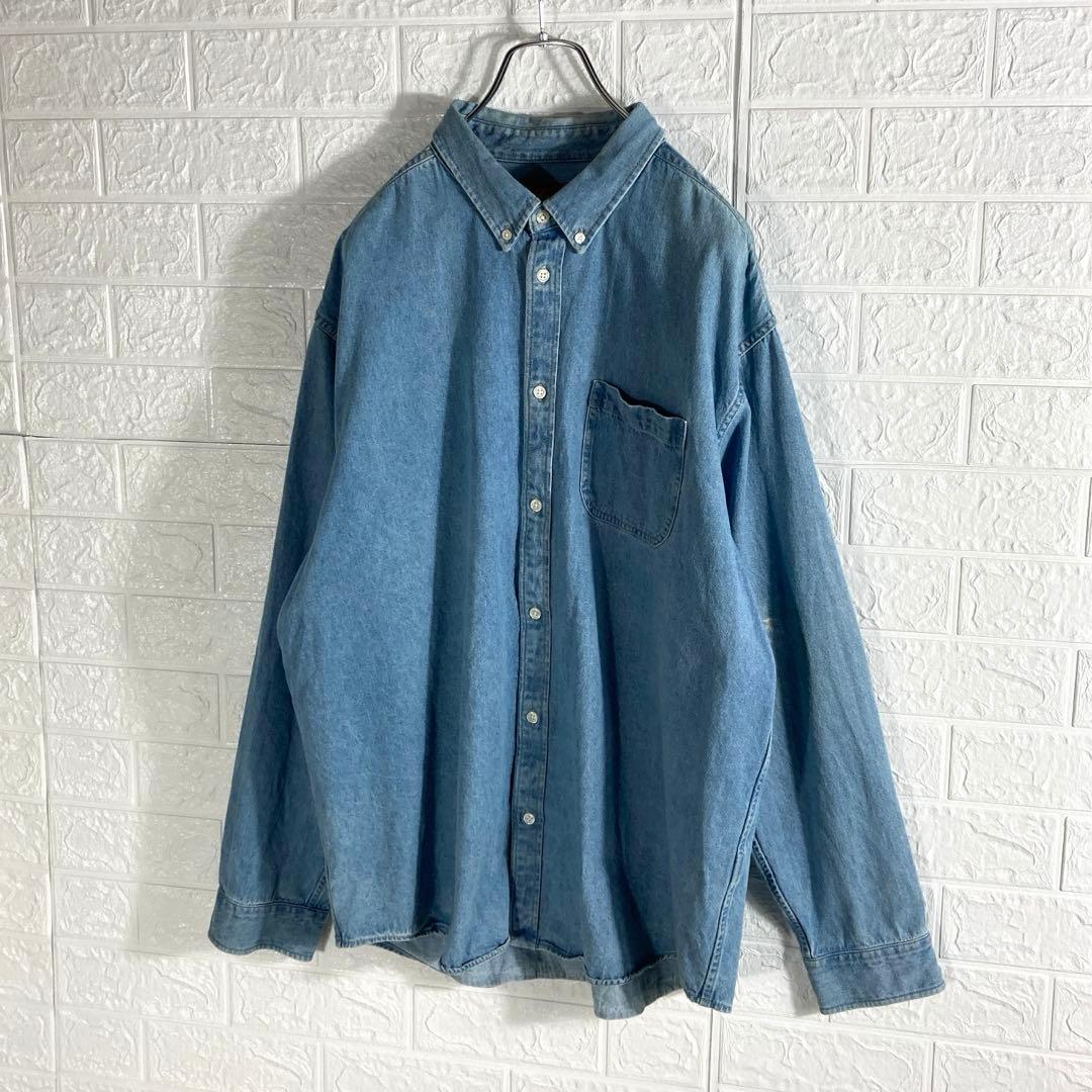 【希少XL】SUPREME シュプリーム バック刺繍ロゴ アップリケデニムシャツ