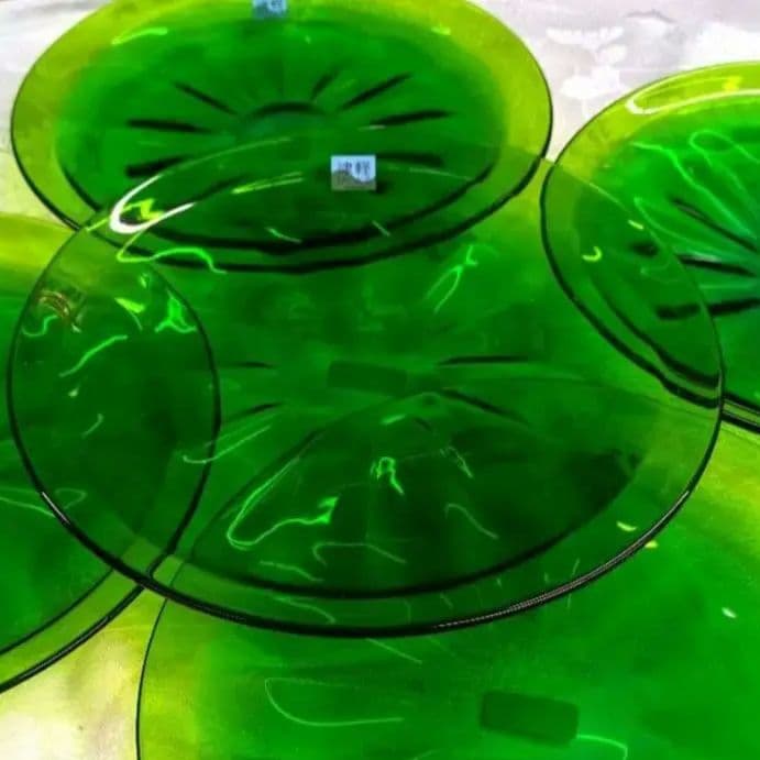 【５枚組】津軽びいどろ 大皿 ガラスプレート　前菜皿　サラダ皿