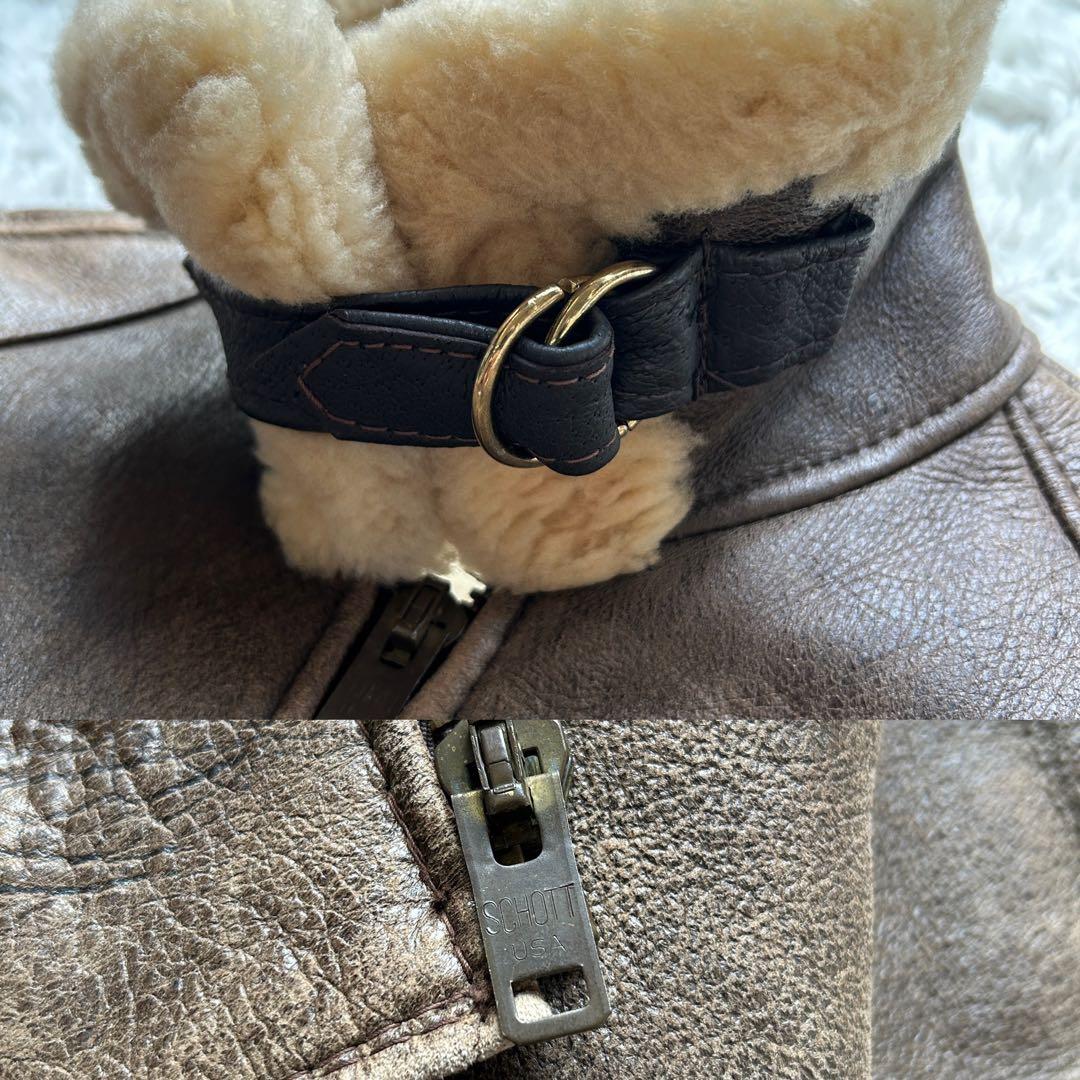 美品 ショット B-6 ムートン フライトジャケット USA製 L相当 レザー