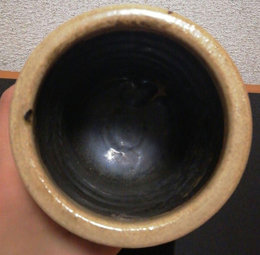 人間国宝　浜田庄司作　益子焼　花図　筒　花入　共箱　略歴付　花瓶