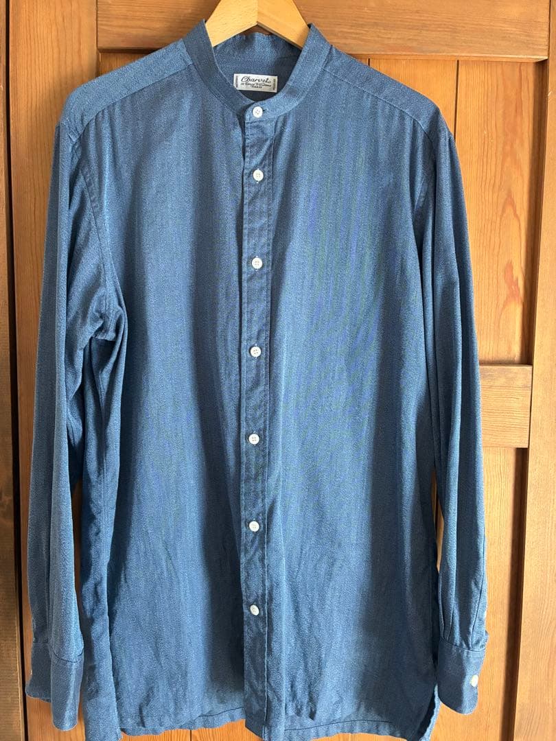 Charvet シャルベ バンドカラー ヘリンボーン フランス製 ヴィンテージ