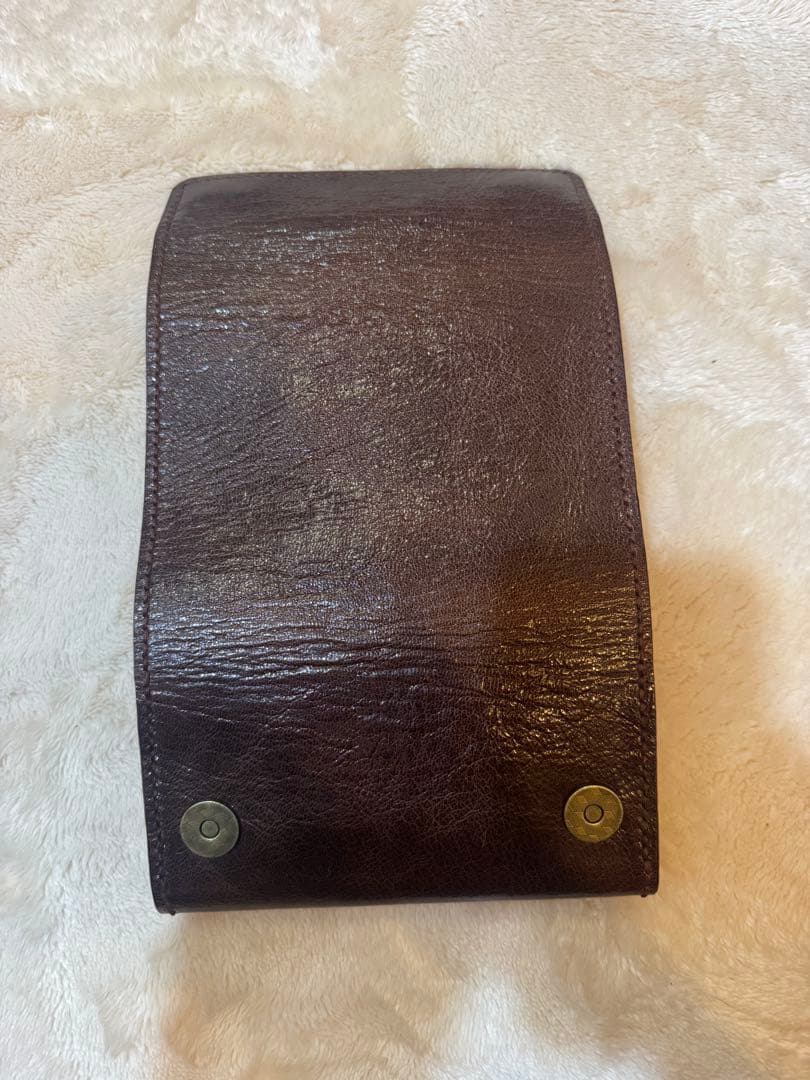手巻きたばこ 三つ折りシャグポーチ（茶色）姫路レザー使用
