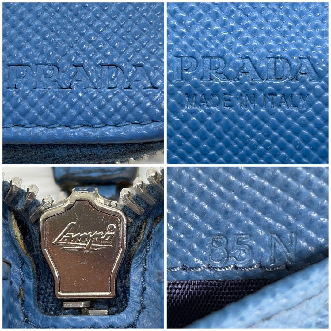 美品✨プラダ 長財布 ラウンドジップ オーガナイザー サフィアーノ レザー 青