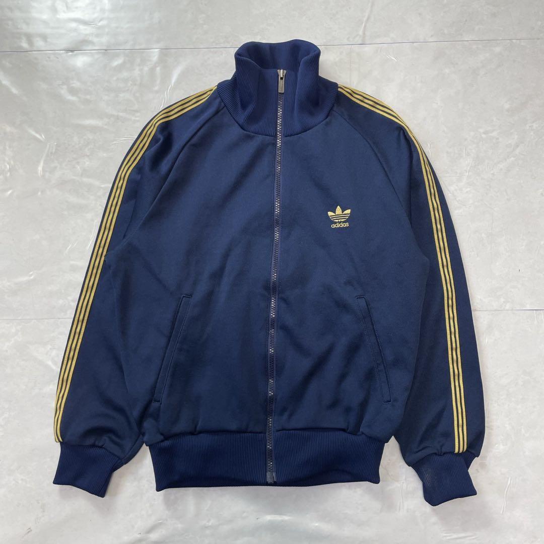 アディダス ネイビー 西ドイツ製 トレフォイル 刺繍 トラックジャケット