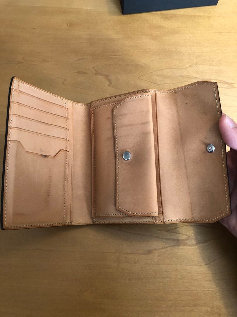 万双　ブライドルレザー　三つ折り財布