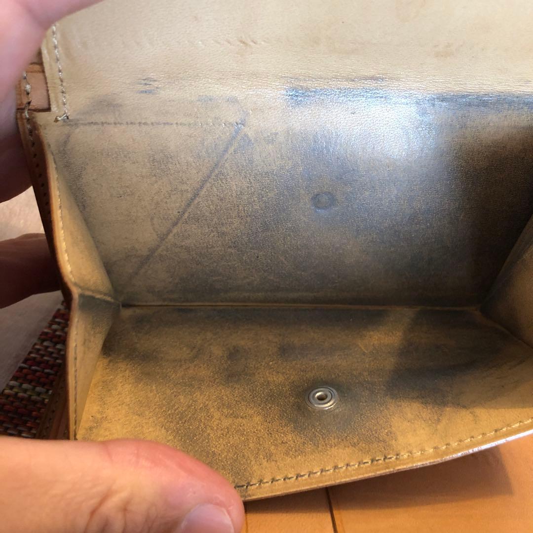 万双　ブライドルレザー　三つ折り財布