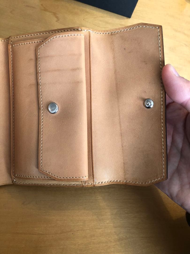 万双　ブライドルレザー　三つ折り財布