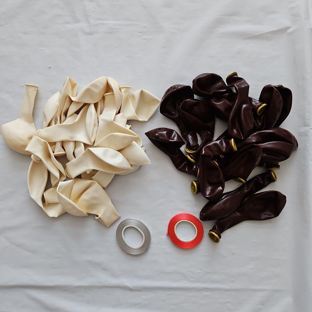 大容量 バルーン 風船 35個 ひも付き 白 ブラウン 茶色