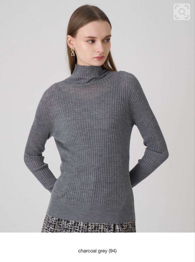 ANAYI アナイ　シアーウールハイネック プルオーバー　チャコールグレー　M