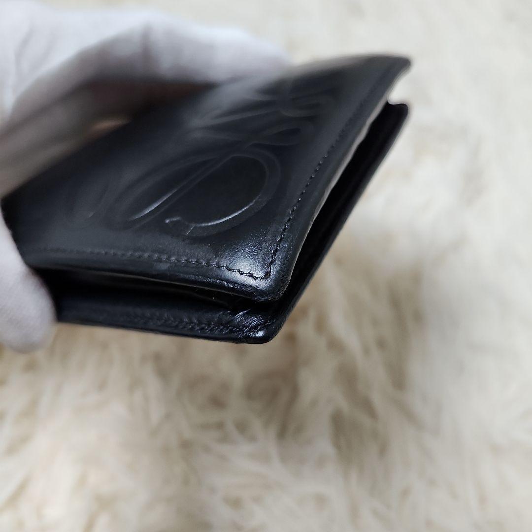 【希少】訳あり　ロエベ　LOEWE アナグラム　二つ折り財布　レザー ブラック