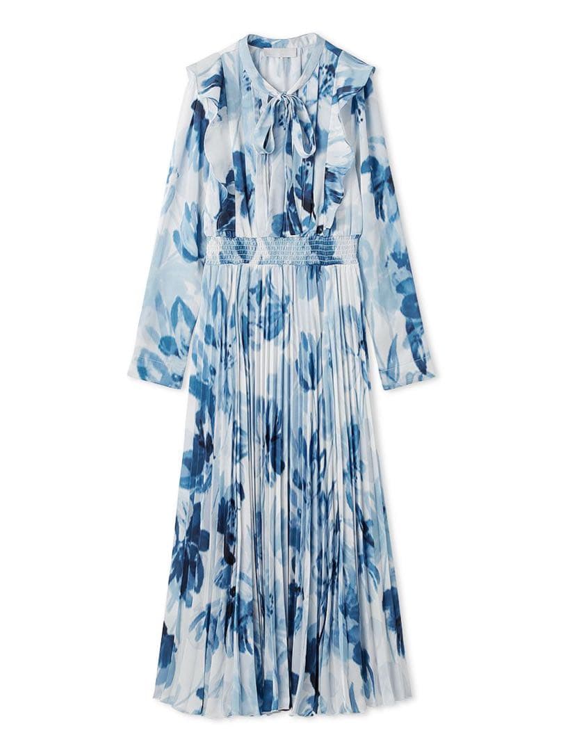 CELFORD（セルフォード） ミュテッドフローラルプリントワンピース ブルー