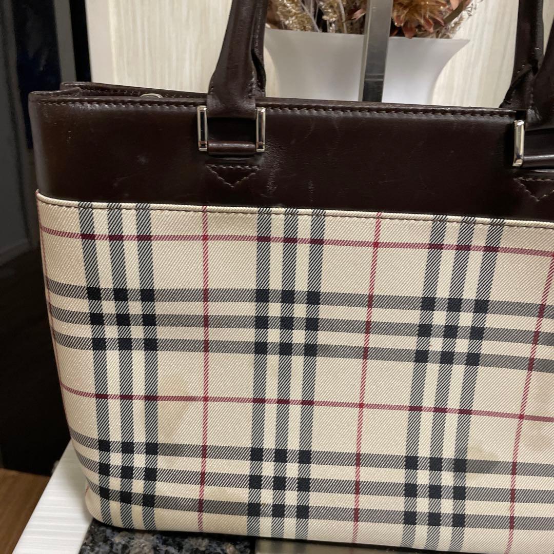 Burberry バーバリー　トートバッグ　ノバチェック　レザー　ロゴプレート