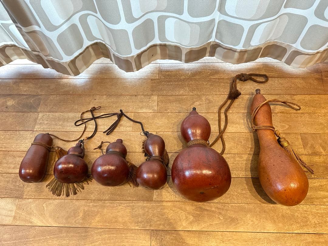 アジアンスタイル 木製装飾品 オーナメント オブジェ ひょうたん レトロ 骨董