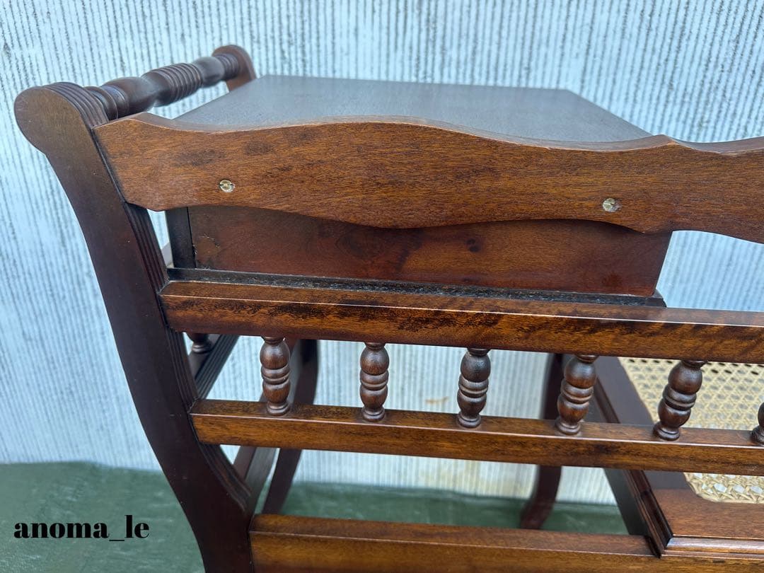 3007【テレフォンベンチ】木製　ベンチ　収納棚　花台　飾り台　アンティーク