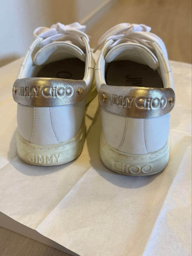 JIMMY CHOO ホワイトレザースニーカー