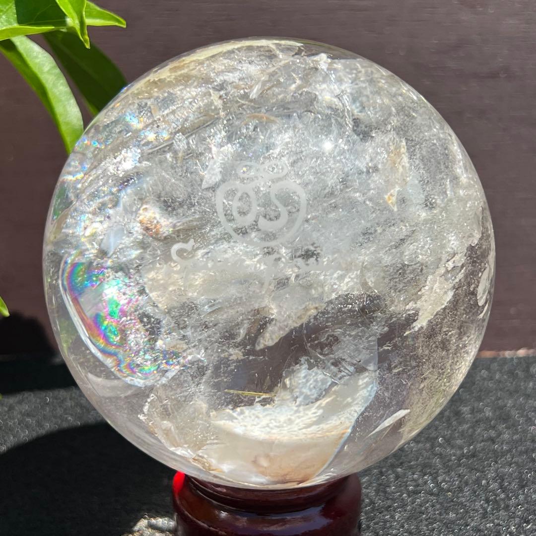 ★虹入り水晶 丸玉 水晶玉 レインボー スフィア 天然石 パワーストーン