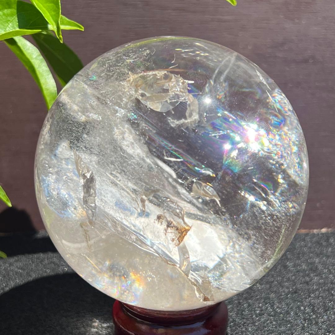 ★虹入り水晶 丸玉 水晶玉 レインボー スフィア 天然石 パワーストーン