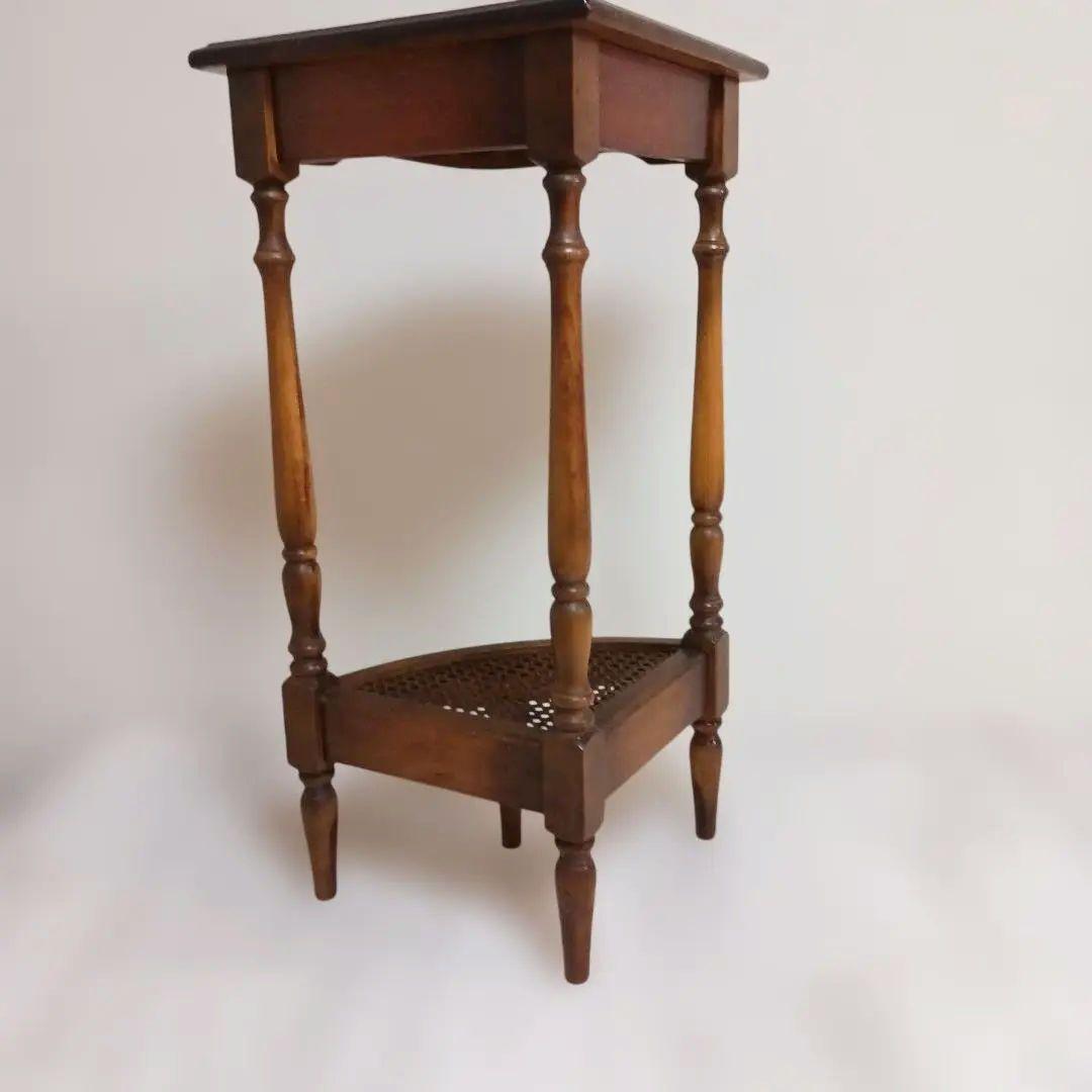 希少　オールドカリモク コーナーラック コロニアル 電話台 カタカナロゴ 飾り棚