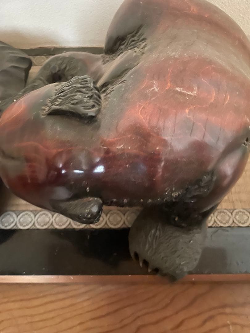 木製クマ彫刻 置物 特大