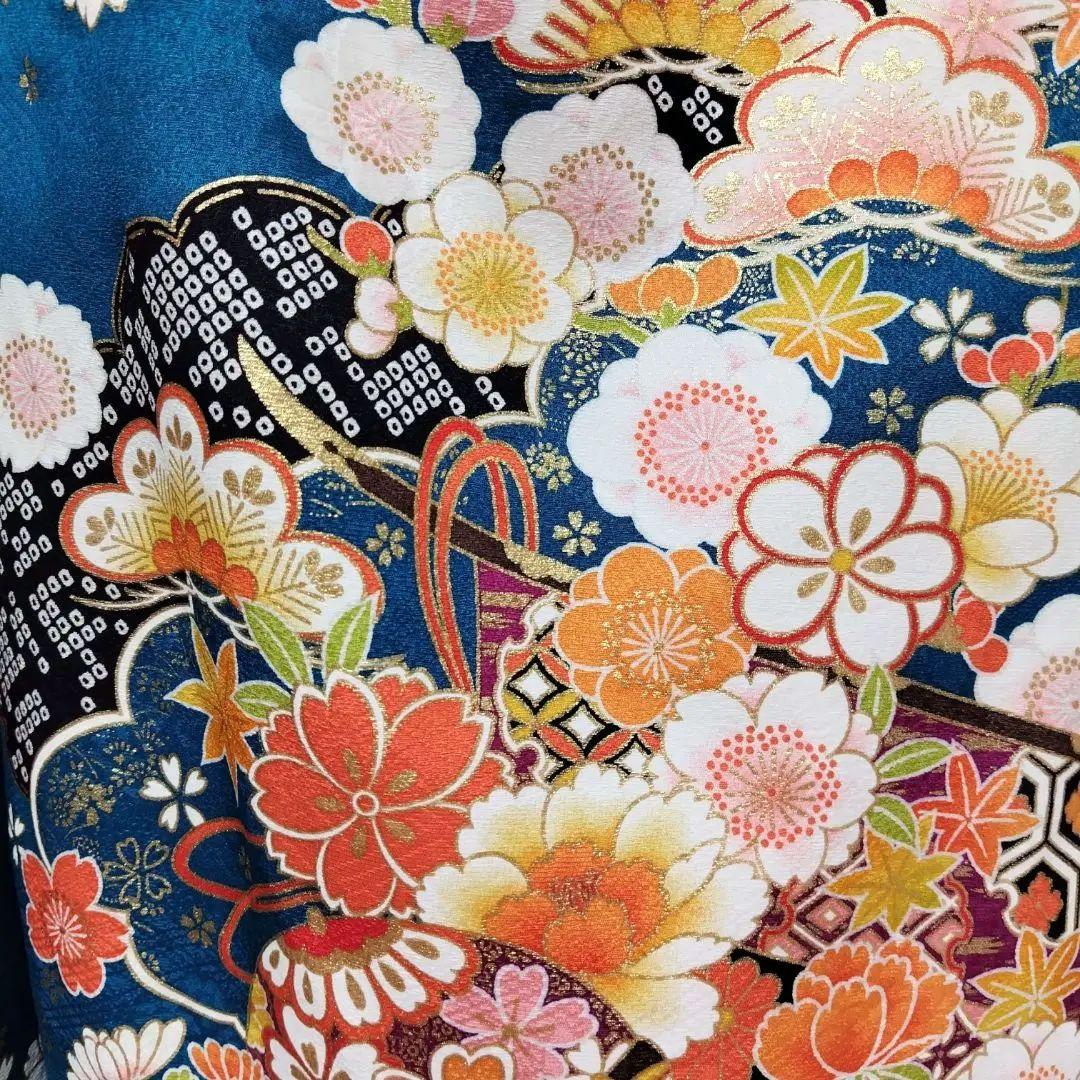 振袖フルセット(7点)・成人式・吉祥松竹梅・京都きもの友禅・刺繍・鹿の子柄