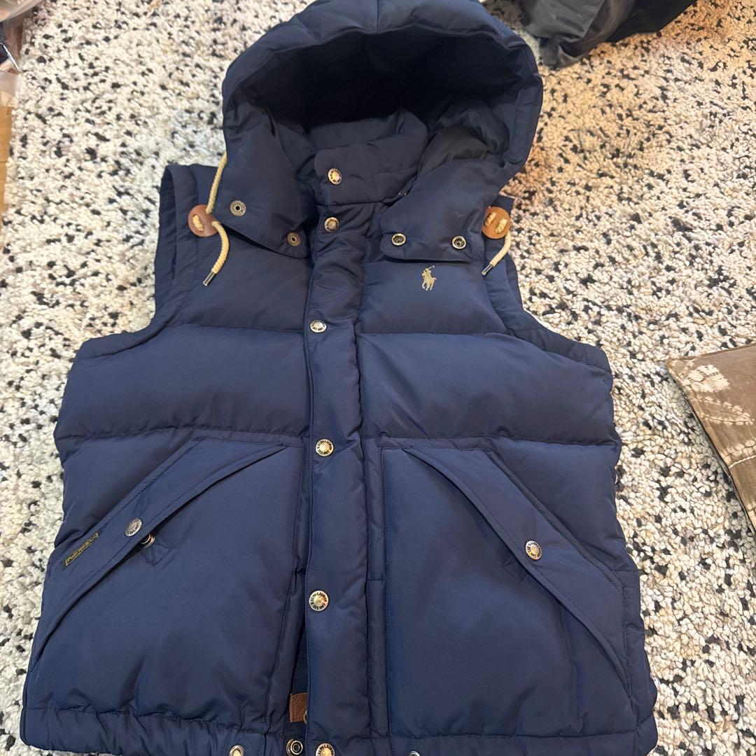 美品Polo Ralph Lauren フード付ダウンベストMポロラルフローレン
