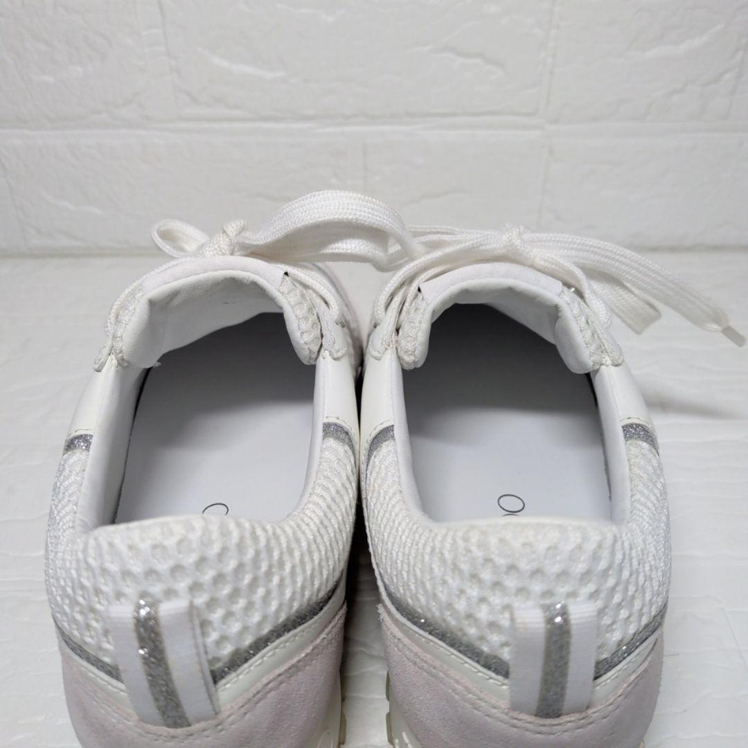 JIMMY CHOO ラインストーン メッシュローカットスニーカー 白 37.5