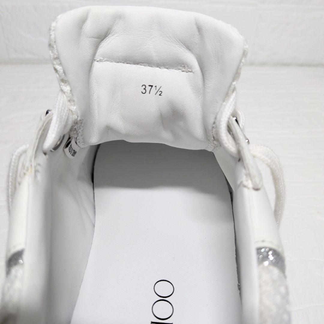 JIMMY CHOO ラインストーン メッシュローカットスニーカー 白 37.5