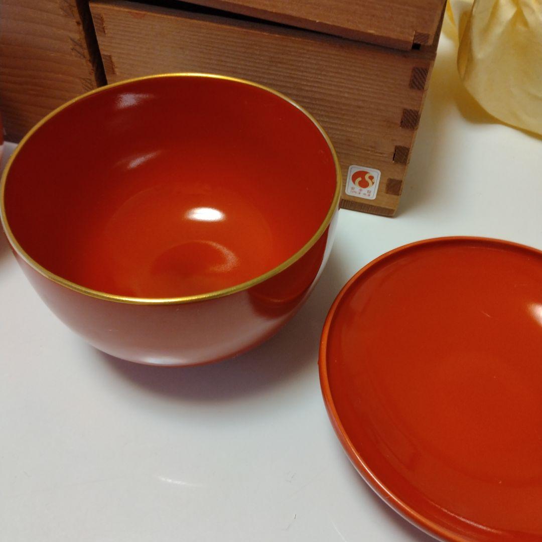 【希少】深川製磁　火風（赤✕金）　松型雑煮碗　有田焼　2客セット　未使用長期保管