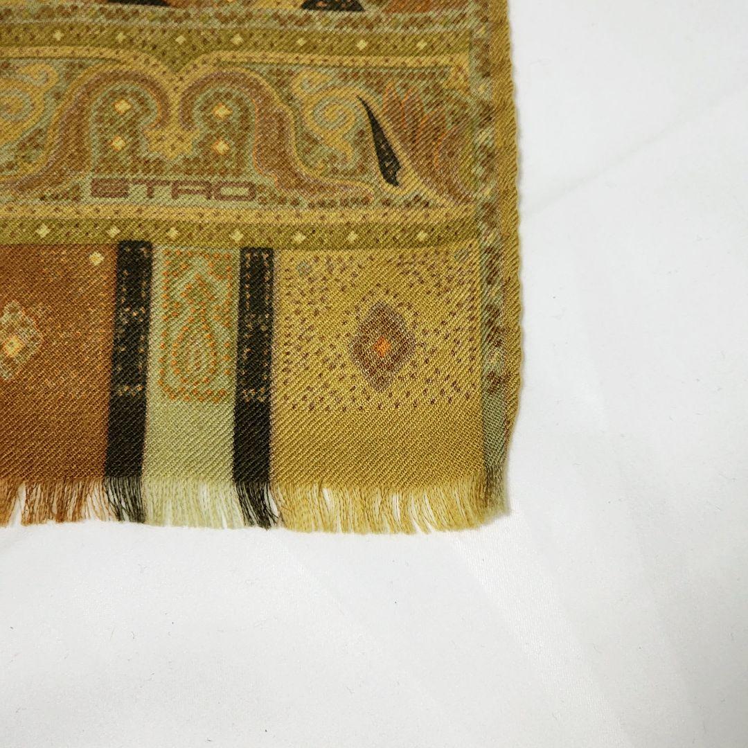 美品 ★ETRO★ ストール ペイズリー柄 ウール混 ベージュ ブラウン.