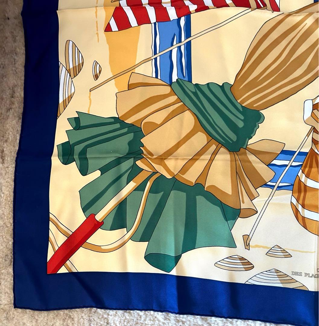 エルメス　スカーフ　カレ 90　ノルマンディ海岸の魅力 2　シルク　リンゴ　林檎