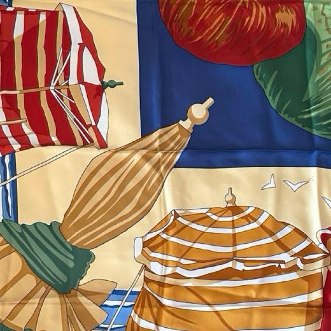 エルメス　スカーフ　カレ 90　ノルマンディ海岸の魅力 2　シルク　リンゴ　林檎