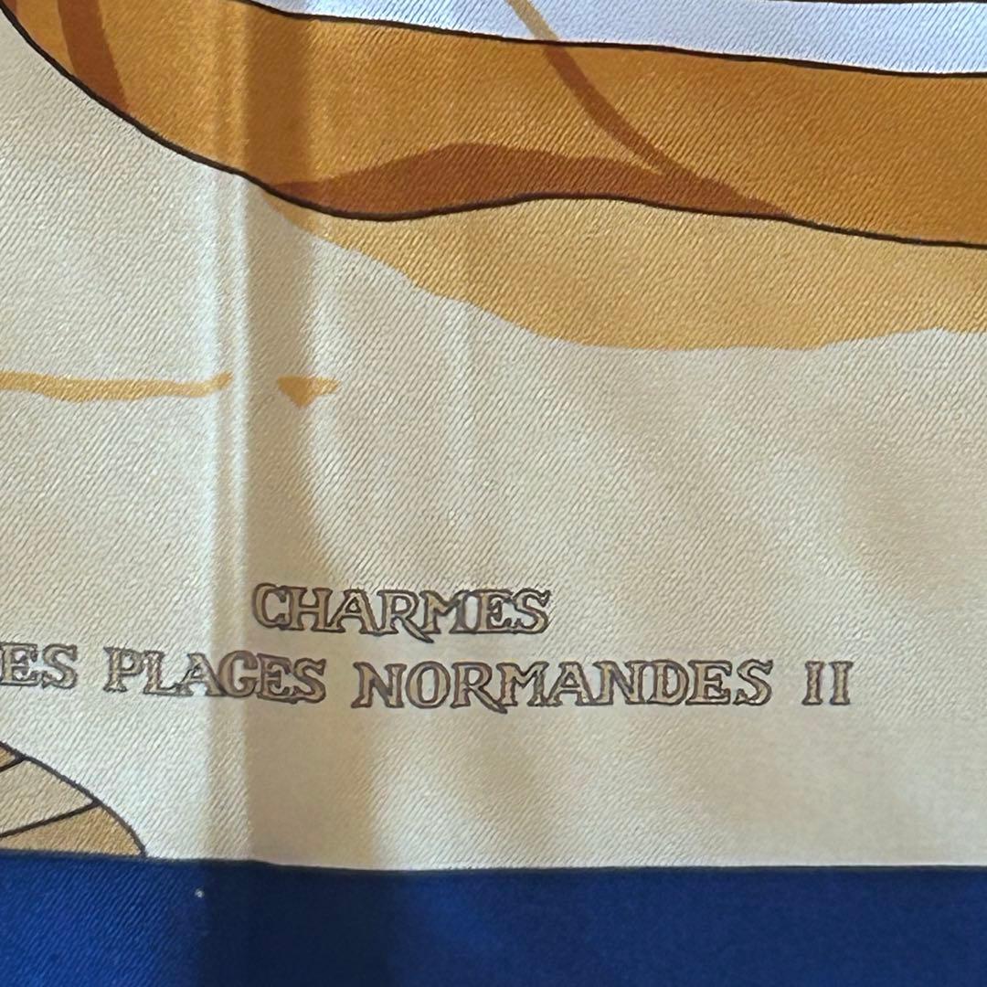 エルメス　スカーフ　カレ 90　ノルマンディ海岸の魅力 2　シルク　リンゴ　林檎