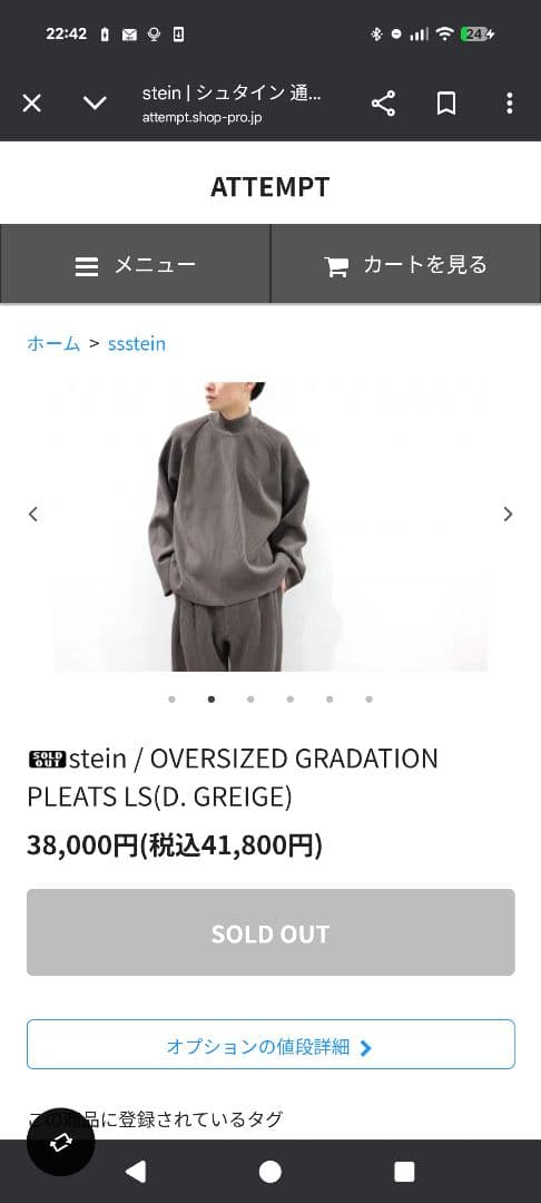 トップス OVERSIZED GRADATION PLEATS LS/D.Greige