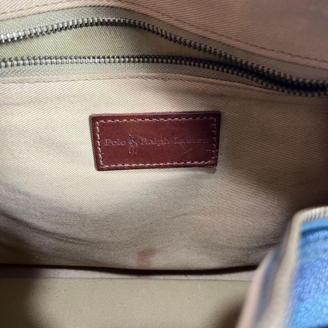 POLO RALPH LAUREN ボストンバッグ　チェック柄　PVC レザー
