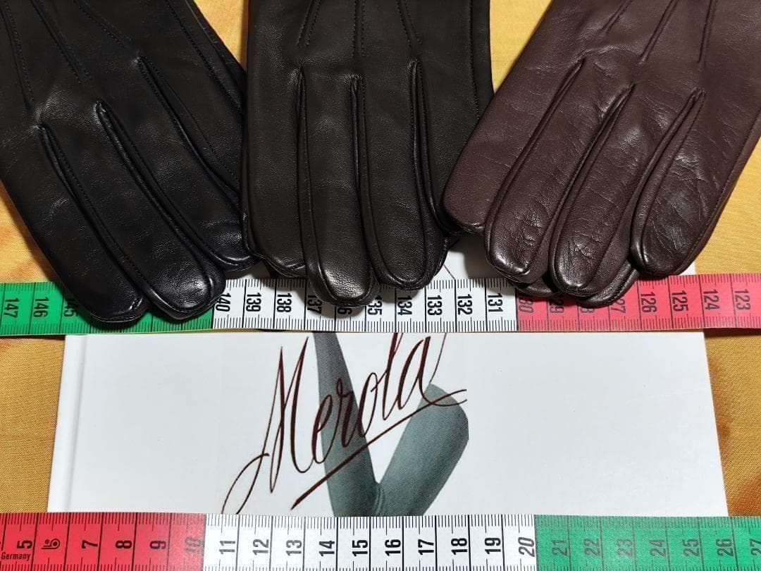 今季 メローラ ナッパ黒 シルクライニング グローブ 革手袋 MEROLA