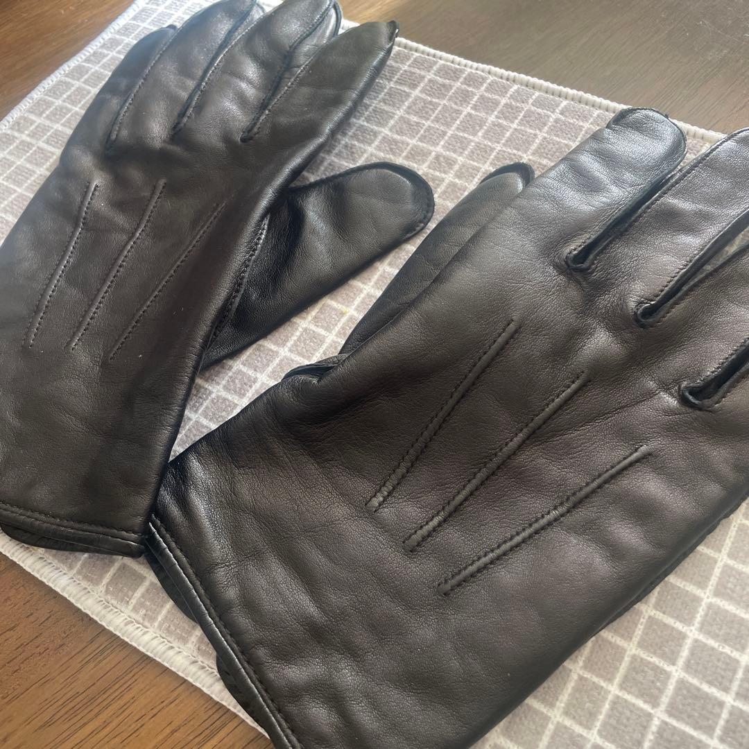 oor　COACH コーチ ブラック　レザー　カシミア100％