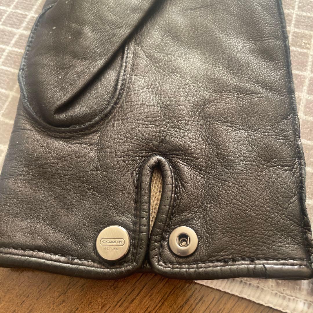 oor　COACH コーチ ブラック　レザー　カシミア100％