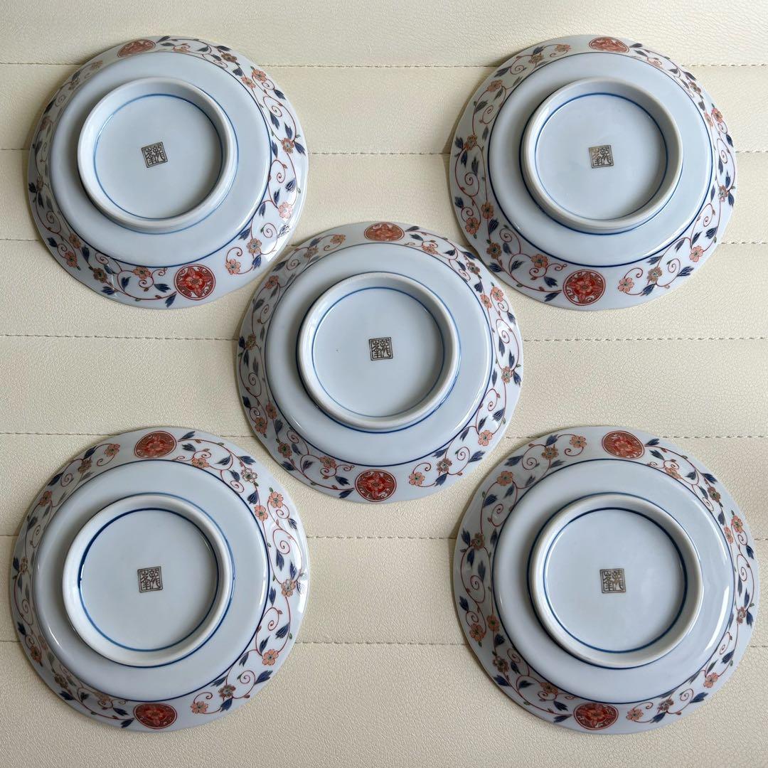 三洋陶器　龍峰窯　富貴　銘々皿揃　5枚セット　金彩古伊万里　金襴手　中皿　平皿