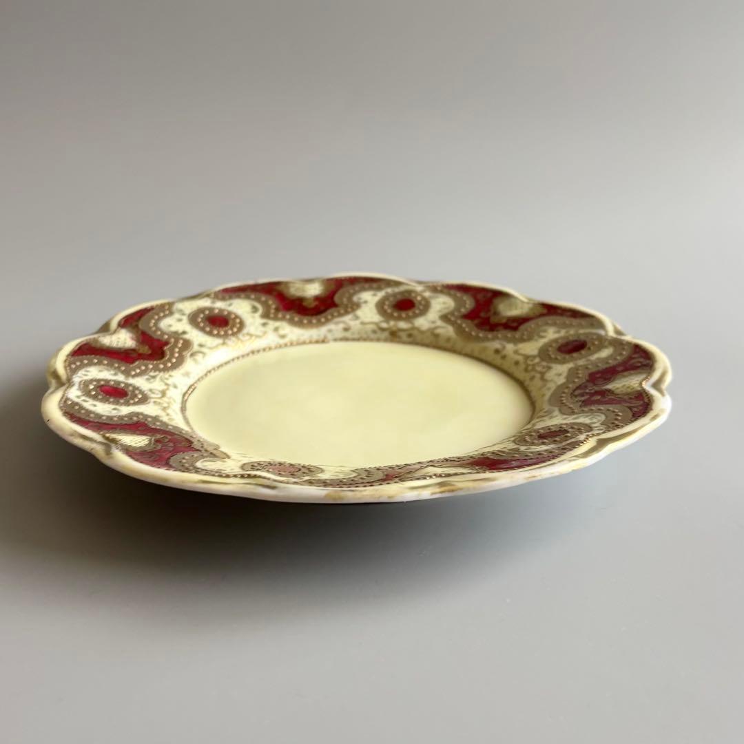 英国製アンティーク 1880年代　ロイヤルウースター　深紅と盛上げ金彩【稀少品】