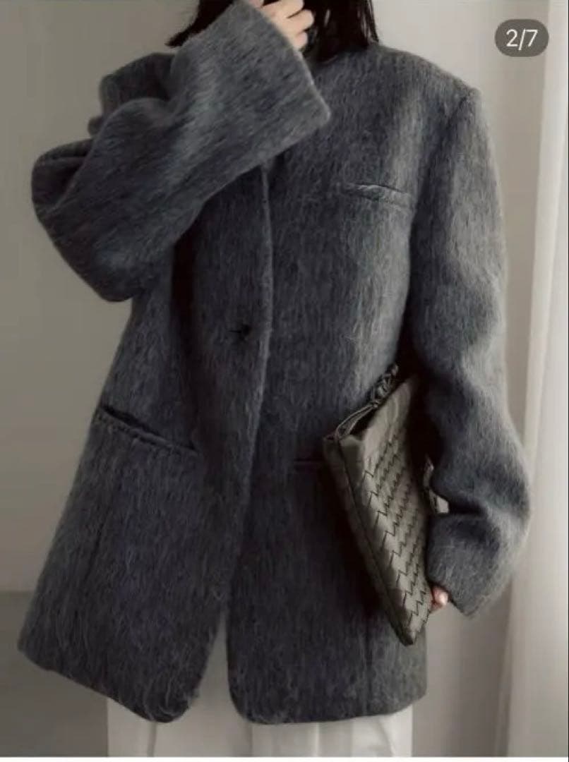 digne.offical シャギージャケット グレー