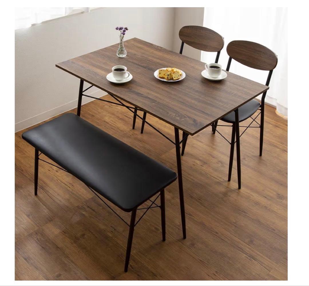 アイリスプラザ　4点セット　テーブル、チェア×2、ベンチ　STDSET-4