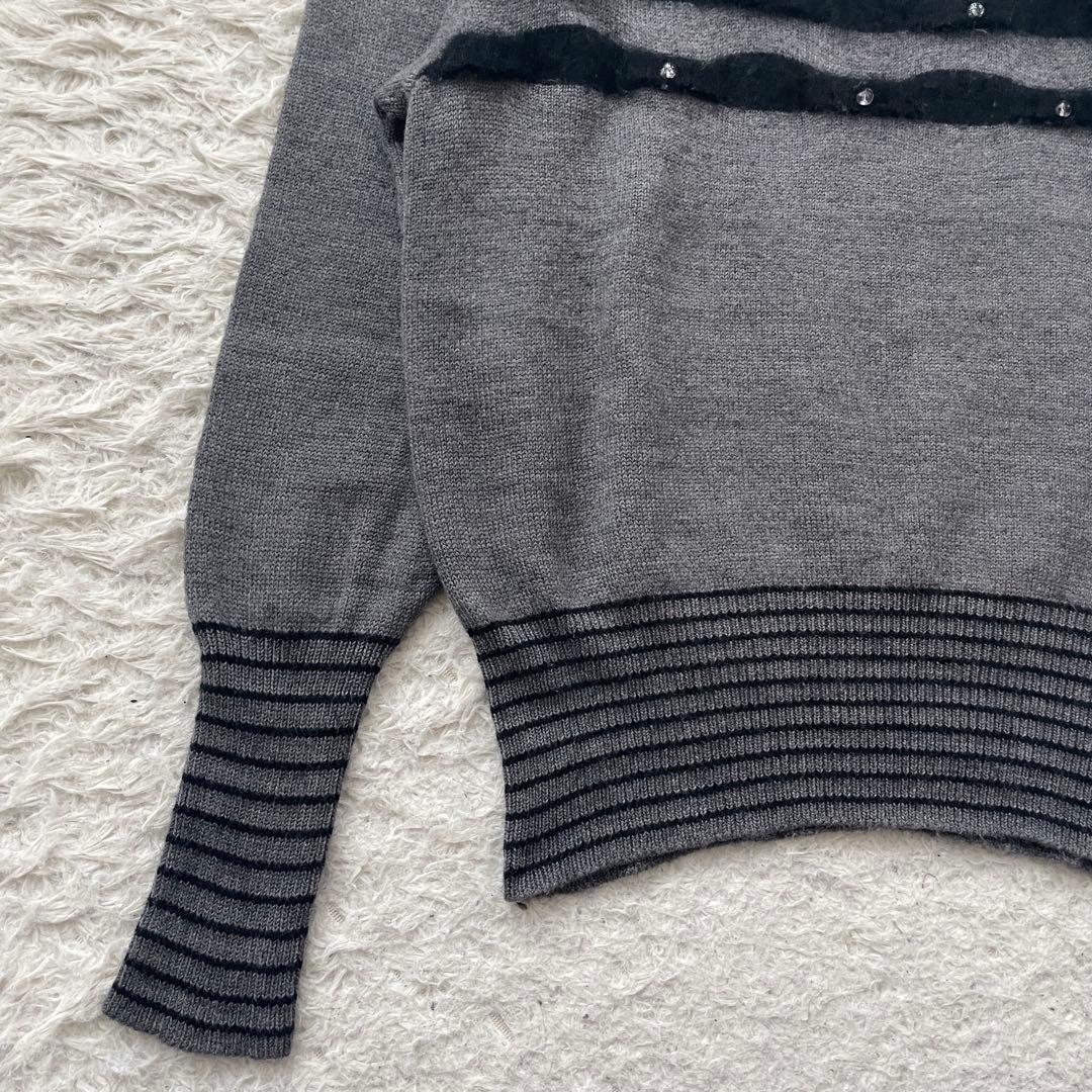 YVES SAINT LAURENT アンゴラ混　ビーズ　長袖　ニット　セーター