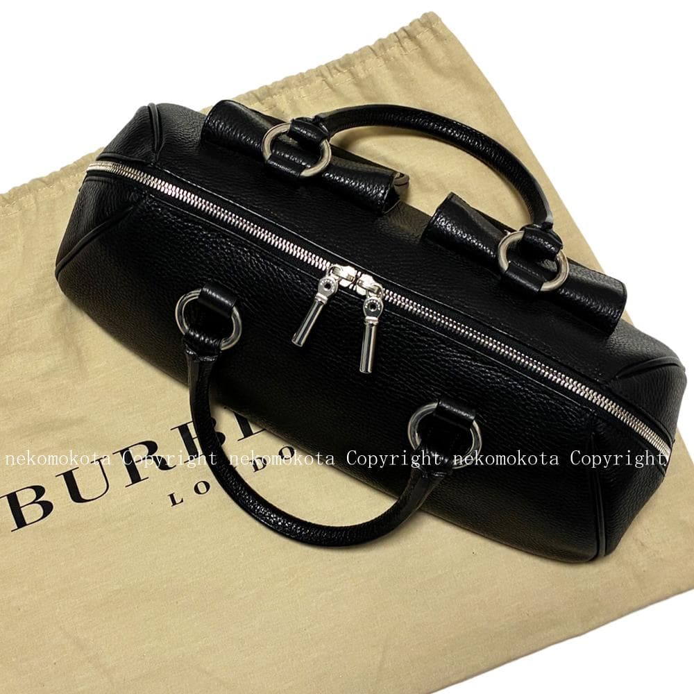 バーバリー ロンドン レザー ミニ ボストン バッグ 黒 BURBERRY