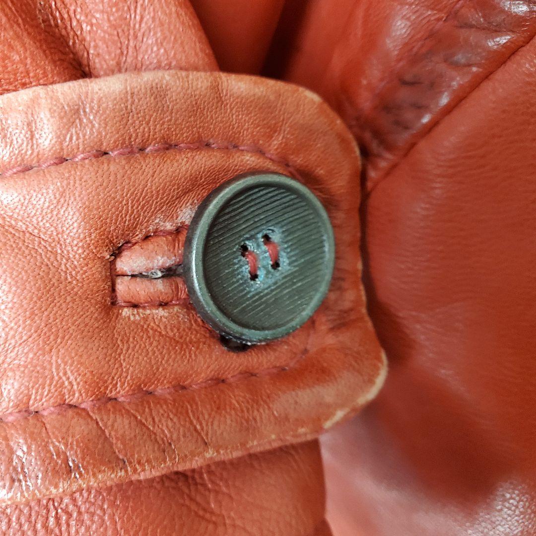 レザージャケット ラムレザー クロップド丈 ダブル 赤 本革 羊革 花柄裏地